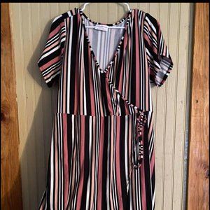 stripe wrap dress